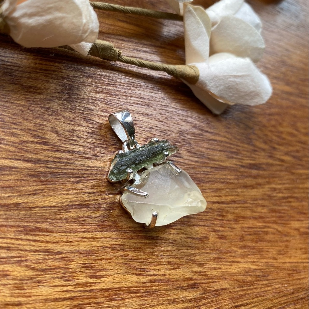 Silver and Cream Stone Pendant